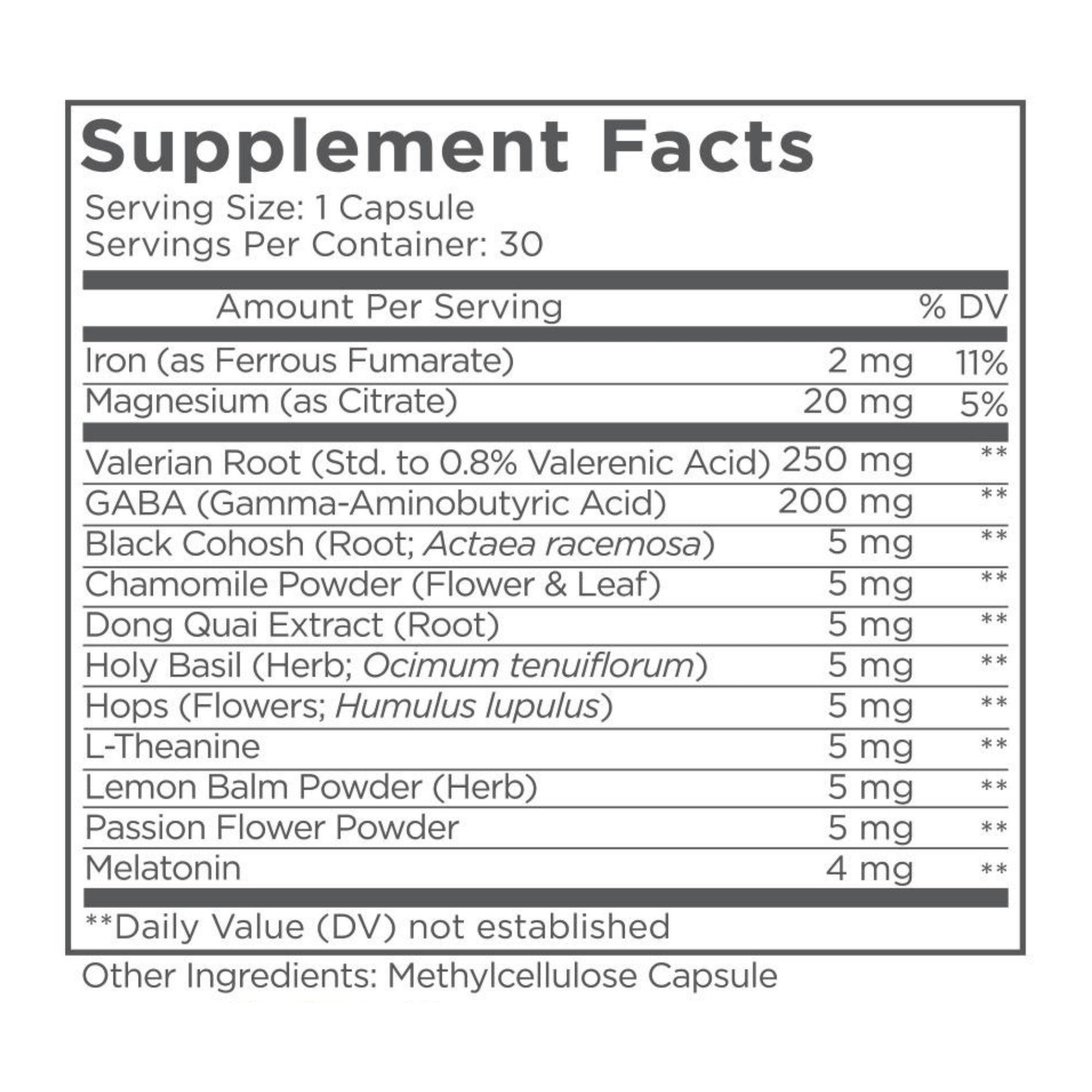 inergySLEEP Supplement Facts